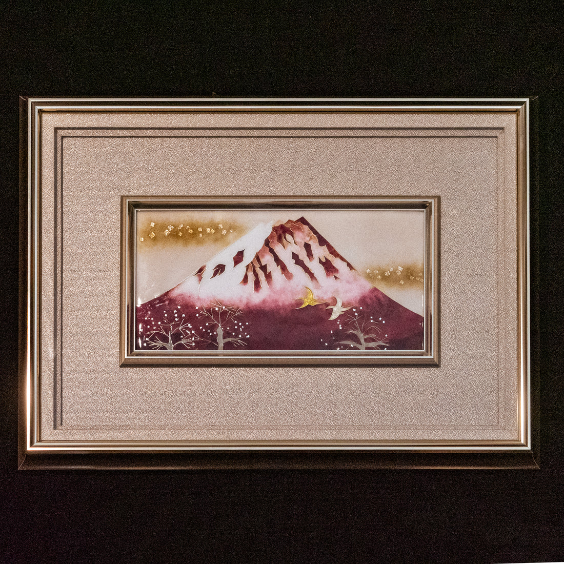 Shippo Cliosonnne Enamel artpanel "Red Fuji in a flying design"